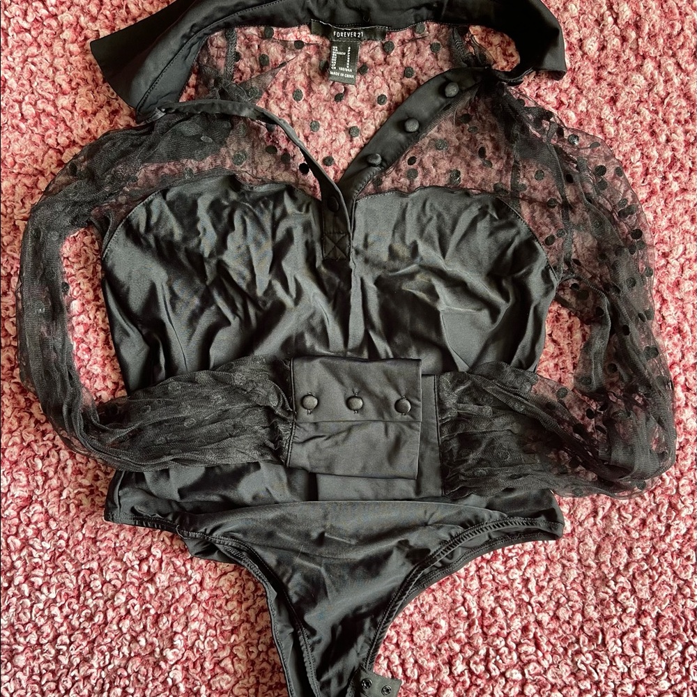 Polka Dotted Lace Bodysuit